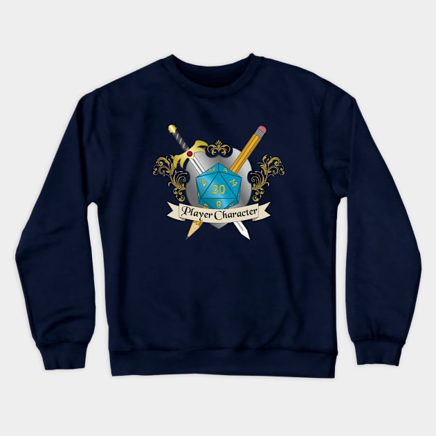 Player Character Crest Crewneck Sweatshirt by NashSketches